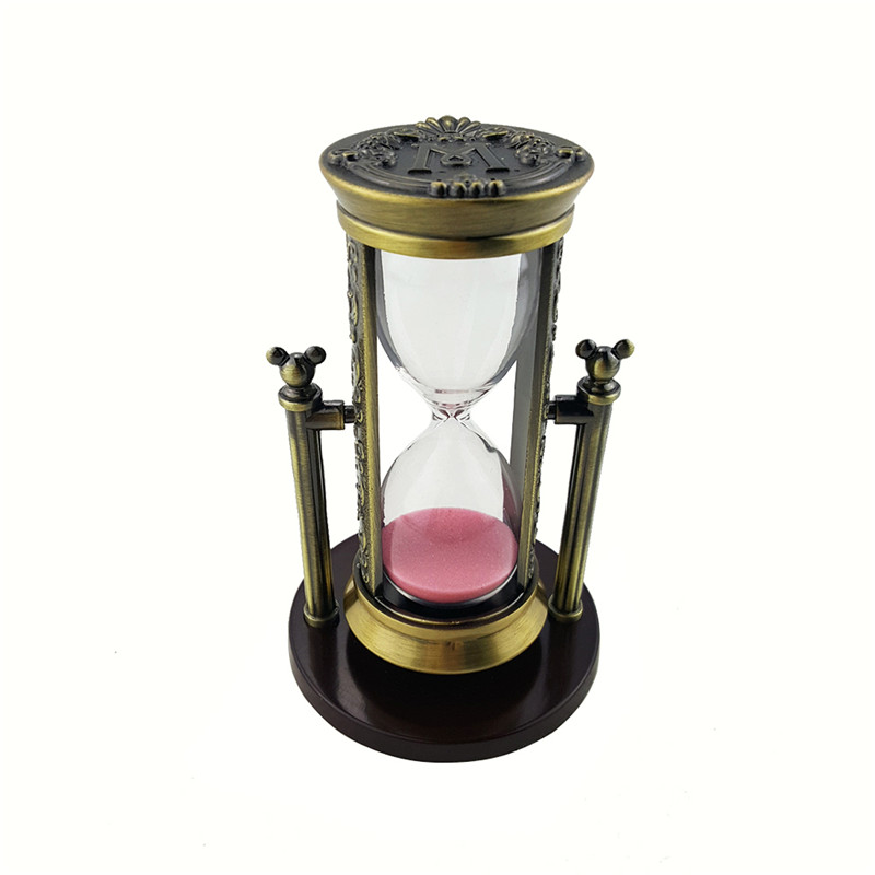 Electric green bronze M letter powder sand hourglass  RKS-BG001MBP (1)