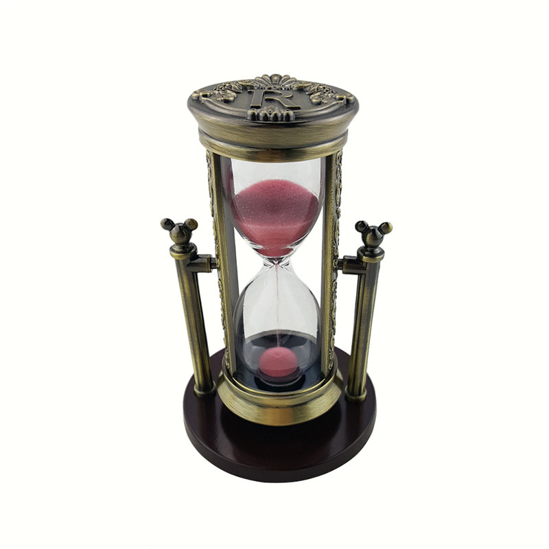 Electric green bronze R letter powder sand hourglass RKS-BG001RBP (1)